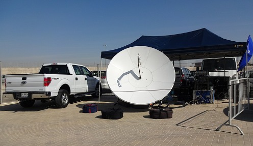 SNG Broadcast Services: Ku band satellite uplink.